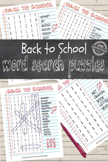 Back to School Word Search Puzzles