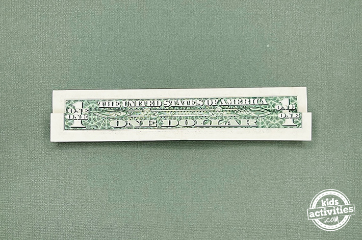 Dollar bill Christmas wreath tutorial - step 2 - fold the top part