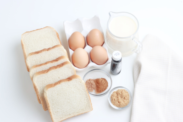 Easy Eggnog French Toast - ingredients: eggs, bread, cinnamon, nutmeg, vanilla extract, eggnog, and light brown sugar - Kids Activities Blog