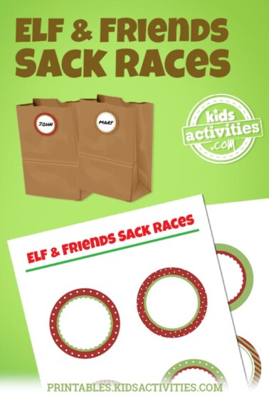 Elf on the Shelf Sack Races Christmas Idea - Free printable Elf on the Shelf prop - Kids Activities Blog