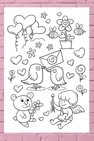 free printable Valentine coloring mural