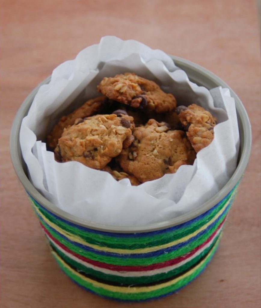 ideas for christmas homemade gifts- Tub full of homemade chocolate chip cookies.