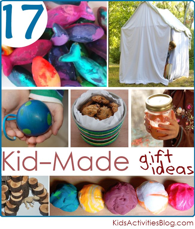 17 Homemade Christmas gift ideas for Kids to Create - ideas include homemade crayons, tents, cookies and play dough