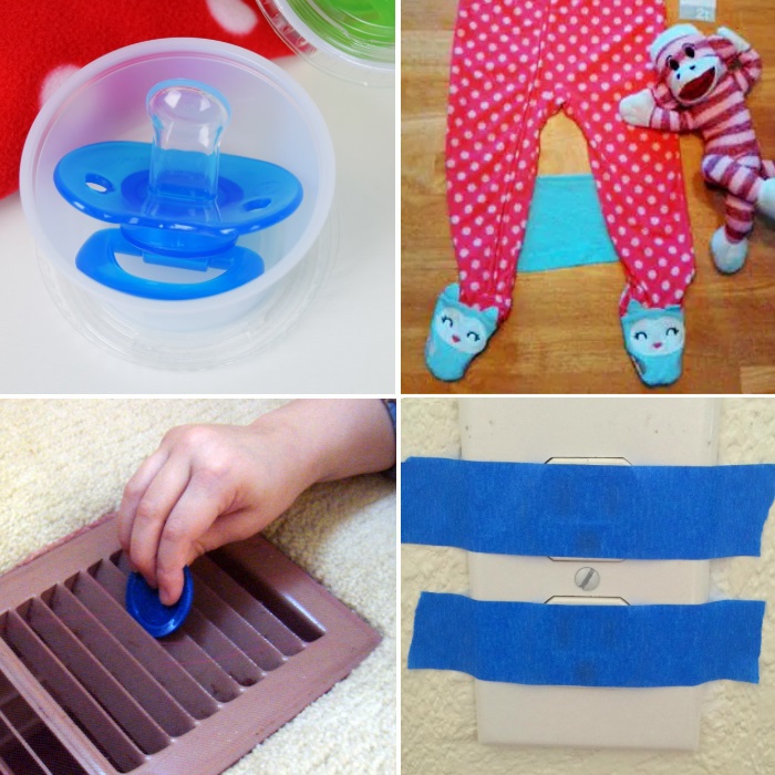 Easy baby proofing hacks you can use at home - collage of baby proofing ideas for the home