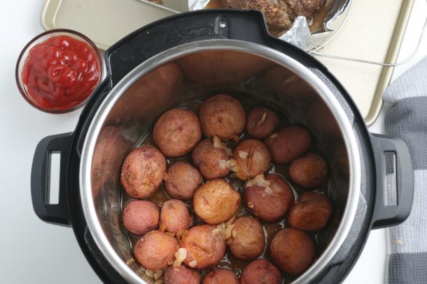 Potatoes at bottom of instant pot- Instant Pot Meatloaf