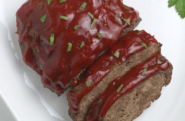 Step 9- serve with ketchup Instant Pot Meatloaf 