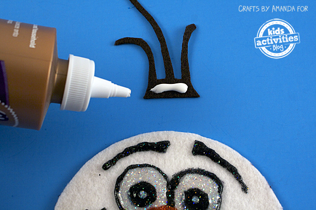 Step 9 - Olaf craft made with CD - add olaf hair