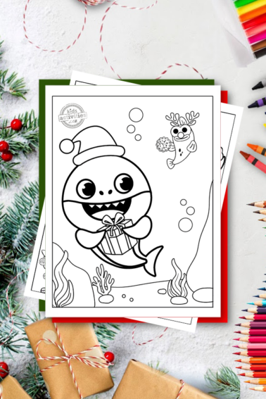 Baby Shark Christmas Coloring Pages